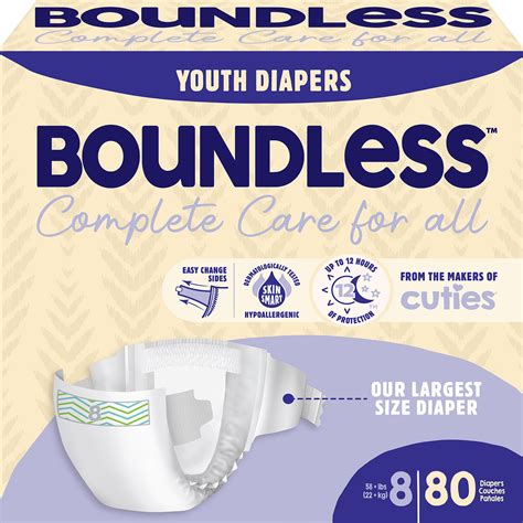 <strong>Boundless youth diapers</strong> aim to provide Complete Care for All, so that every child can feel confident and protected. . Boundless size 8 youth diaper